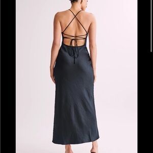 Meshki Black satin dress open back size small